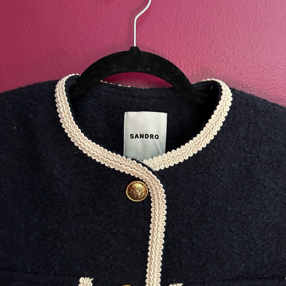 SANDRO Dark blue collarless jacket - image 10